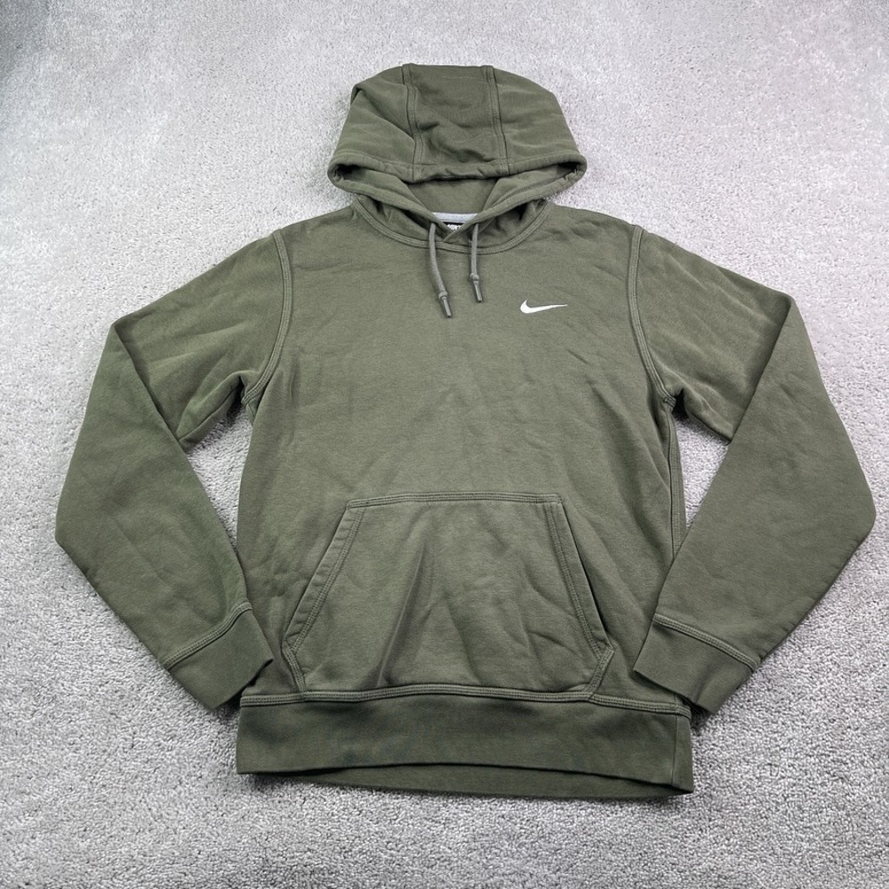 Nike Hoodie Mens Small Green Sportswear Club Fleece Pullover Hooded Sweatshirt